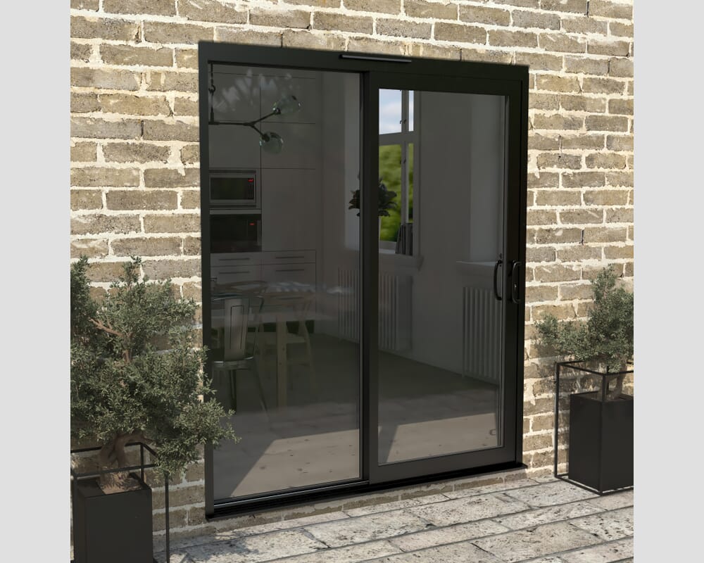 1800mm Supreme Black Aluminium Sliding Doors RH Sliding / LH Fixed