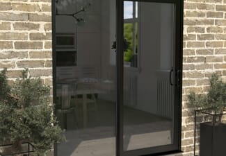 1800mm Supreme Black Aluminium Sliding Doors RH Sliding / LH Fixed
