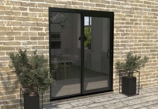 Part Q 1800mm Supreme Black Aluminium Sliding Doors RH Sliding / LH Fixed