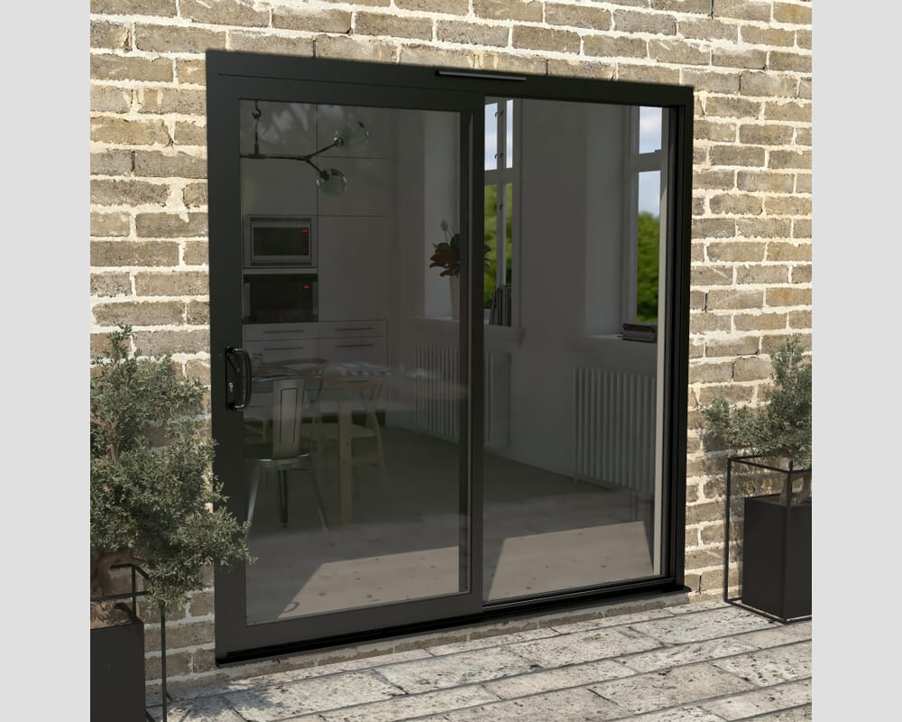 2100mm Supreme Black Aluminium Sliding Doors LH Sliding / RH Fixed