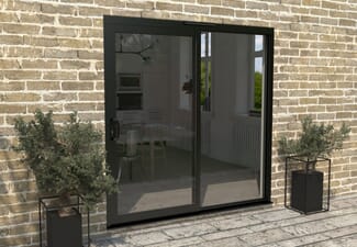 Part Q 2100mm Supreme Black Aluminium Sliding Doors LH Sliding / RH Fixed
