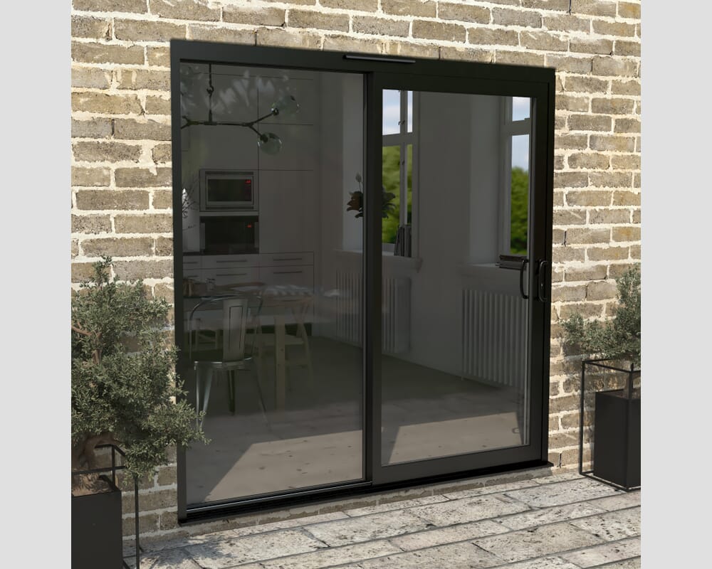 2100mm Supreme Black Aluminium Sliding Doors RH Sliding / LH Fixed