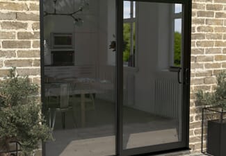 2100mm Supreme Black Aluminium Sliding Doors RH Sliding / LH Fixed