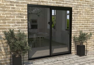 Part Q 2100mm Supreme Black Aluminium Sliding Doors RH Sliding / LH Fixed