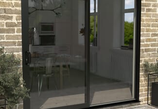 2400mm Supreme Black Aluminium Sliding Doors LH Sliding / RH Fixed