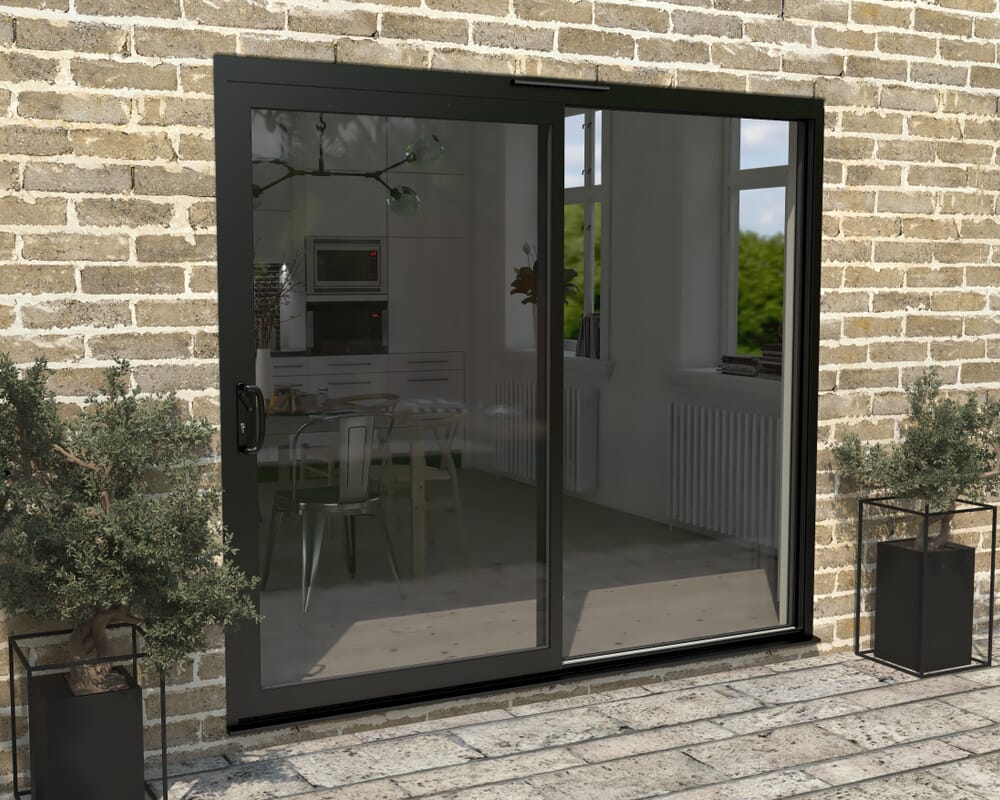 Part Q 2400mm Supreme Black Aluminium Sliding Doors LH Sliding / RH Fixed