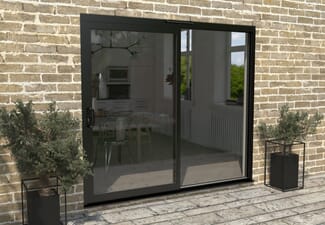 Part Q 2400mm Supreme Black Aluminium Sliding Doors LH Sliding / RH Fixed