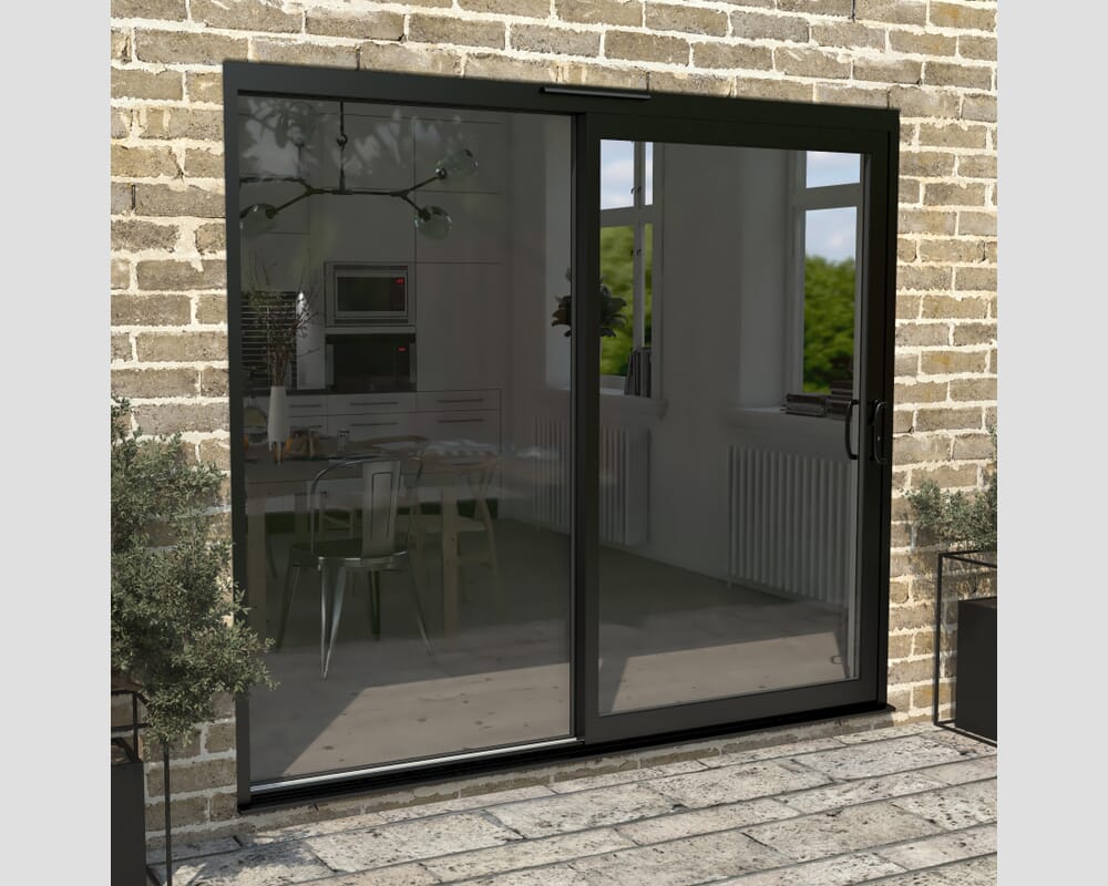2400mm Supreme Black Aluminium Sliding Doors RH Sliding / LH Fixed