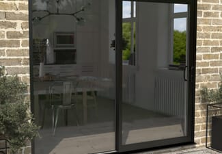 2400mm Supreme Black Aluminium Sliding Doors RH Sliding / LH Fixed