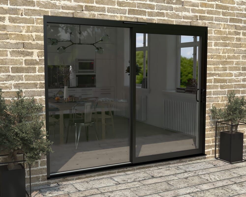 Part Q 2700mm Supreme Black Aluminium Sliding Doors RH Sliding / LH Fixed