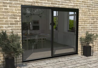 Part Q 2700mm Supreme Black Aluminium Sliding Doors RH Sliding / LH Fixed
