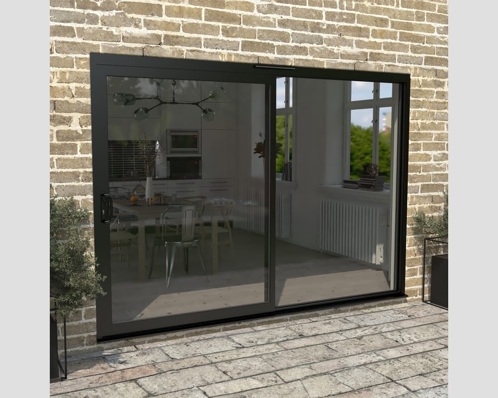3000mm Supreme Black Aluminium Sliding Doors LH Sliding / RH Fixed