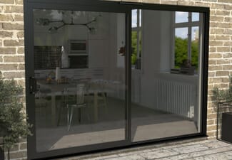 3000mm Supreme Black Aluminium Sliding Doors LH Sliding / RH Fixed