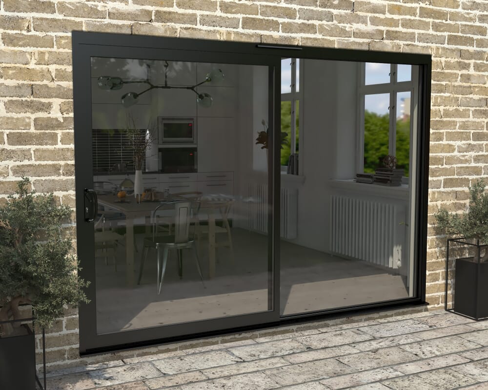 Part Q 3000mm Supreme Black Aluminium Sliding Doors LH Sliding / RH Fixed