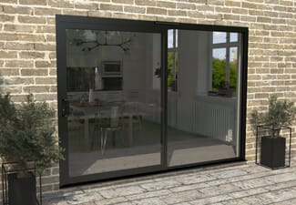 Part Q 3000mm Supreme Black Aluminium Sliding Doors LH Sliding / RH Fixed