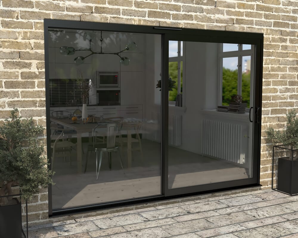 3000mm Supreme Black Aluminium Sliding Doors RH Sliding / LH Fixed
