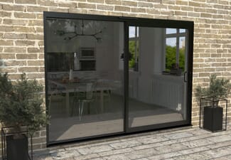 Part Q 3000mm Supreme Black Aluminium Sliding Doors RH Sliding / LH Fixed