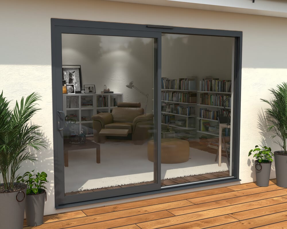 Part Q 2700mm Supreme Anthracite Grey Aluminium Sliding Doors LH Sliding / RH Fixed