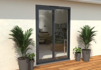 Part Q 1500mm Supreme Anthracite Grey Aluminium Sliding Doors LH Sliding / RH Fixed