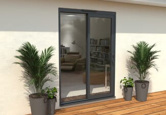 Part Q 1500mm Supreme Anthracite Grey Aluminium Sliding Doors RH Sliding / LH Fixed
