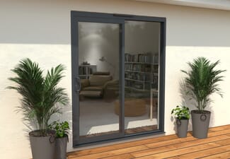 1800mm Supreme Anthracite Grey Aluminium Sliding Doors LH Sliding / RH Fixed