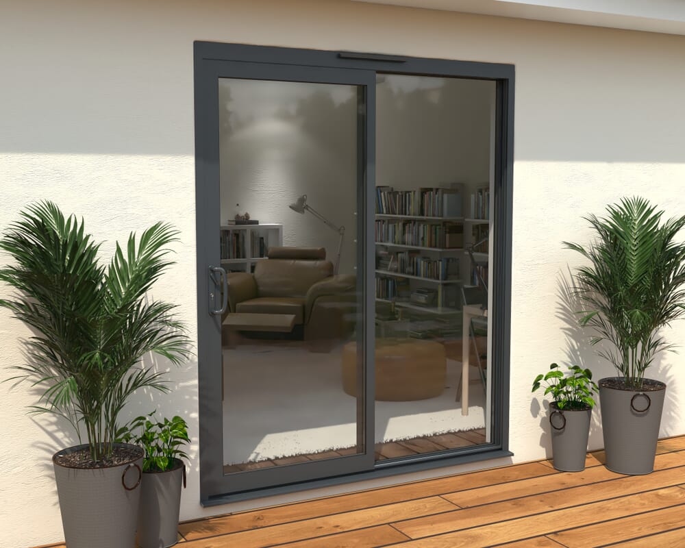Part Q 1800mm Supreme Anthracite Grey Aluminium Sliding Doors LH Sliding / RH Fixed