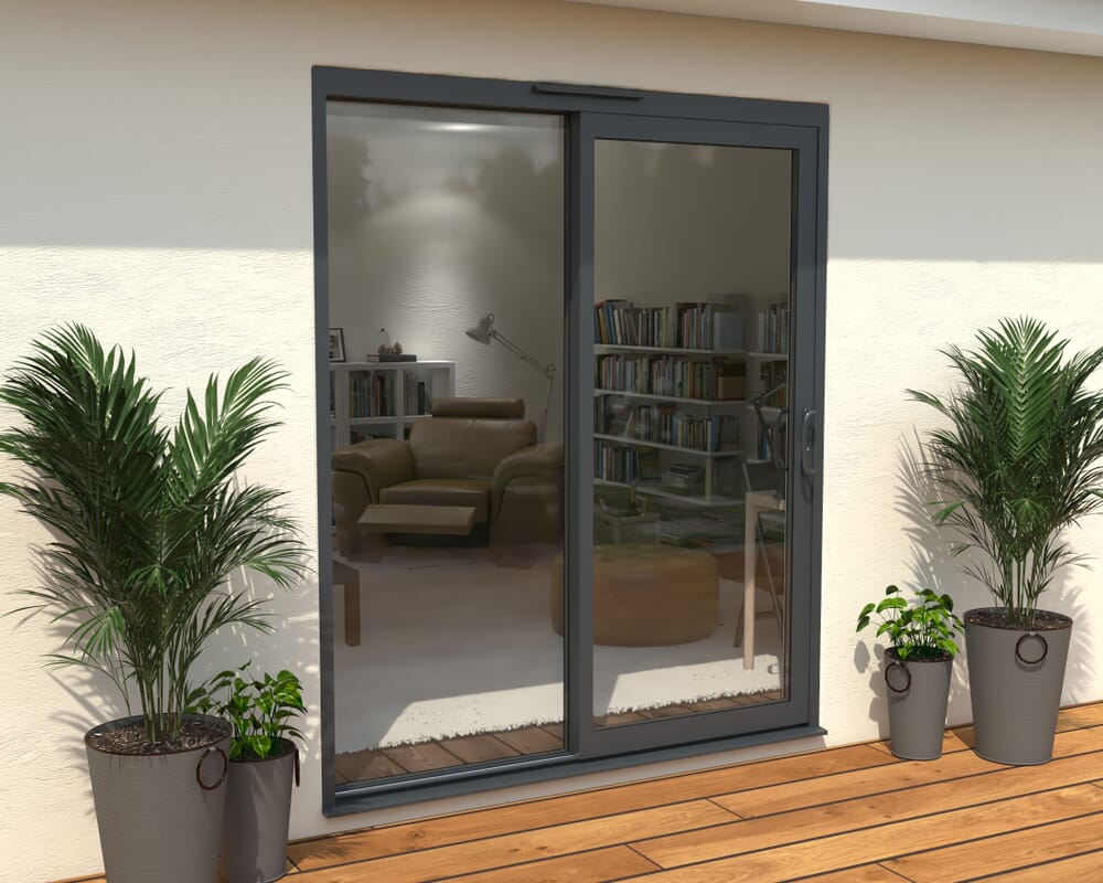 Part Q 1800mm Supreme Anthracite Grey Aluminium Sliding Doors RH Sliding / LH Fixed