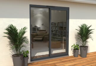 Part Q 1800mm Supreme Anthracite Grey Aluminium Sliding Doors RH Sliding / LH Fixed