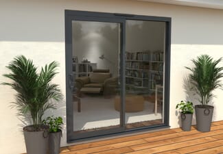 2100mm Supreme Anthracite Grey Aluminium Sliding Doors LH Sliding / RH Fixed