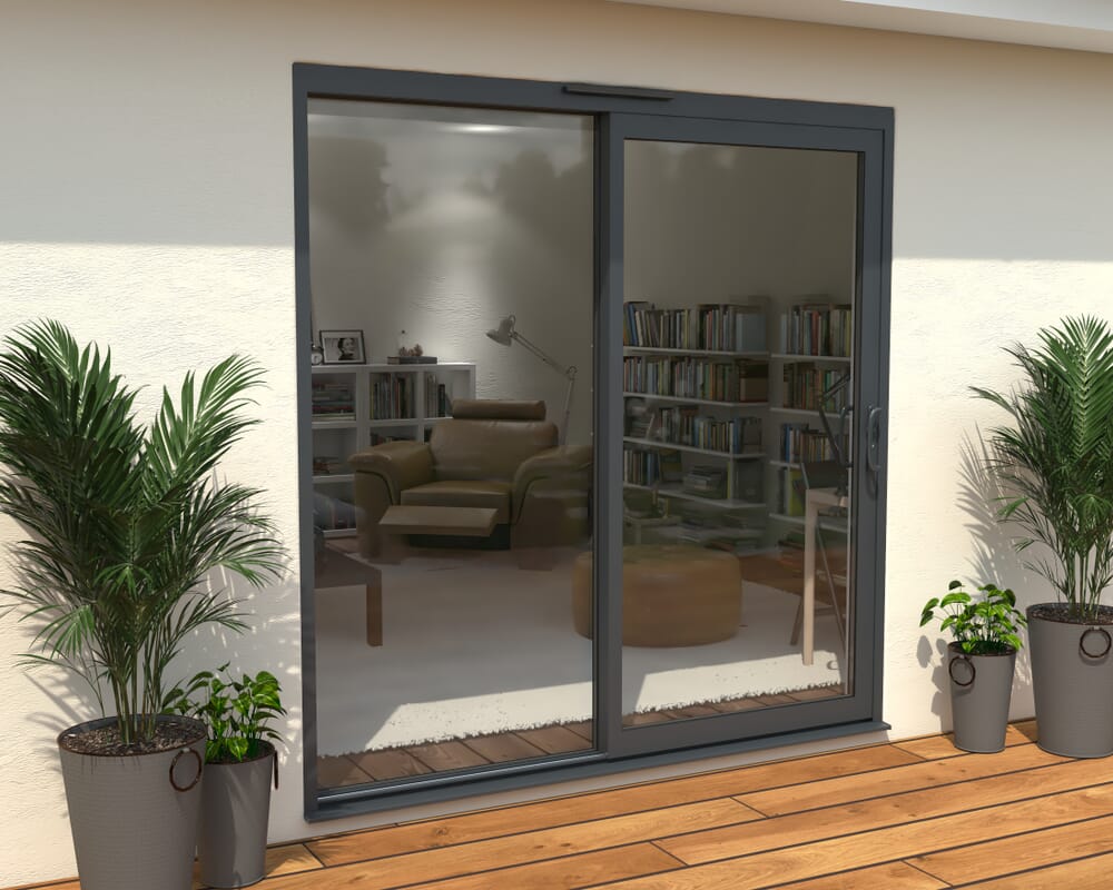 2100mm Supreme Anthracite Grey Aluminium Sliding Doors RH Sliding / LH Fixed