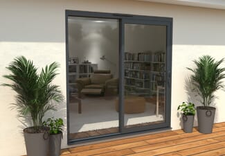 Part Q 2100mm Supreme Anthracite Grey Aluminium Sliding Doors RH Sliding / LH Fixed