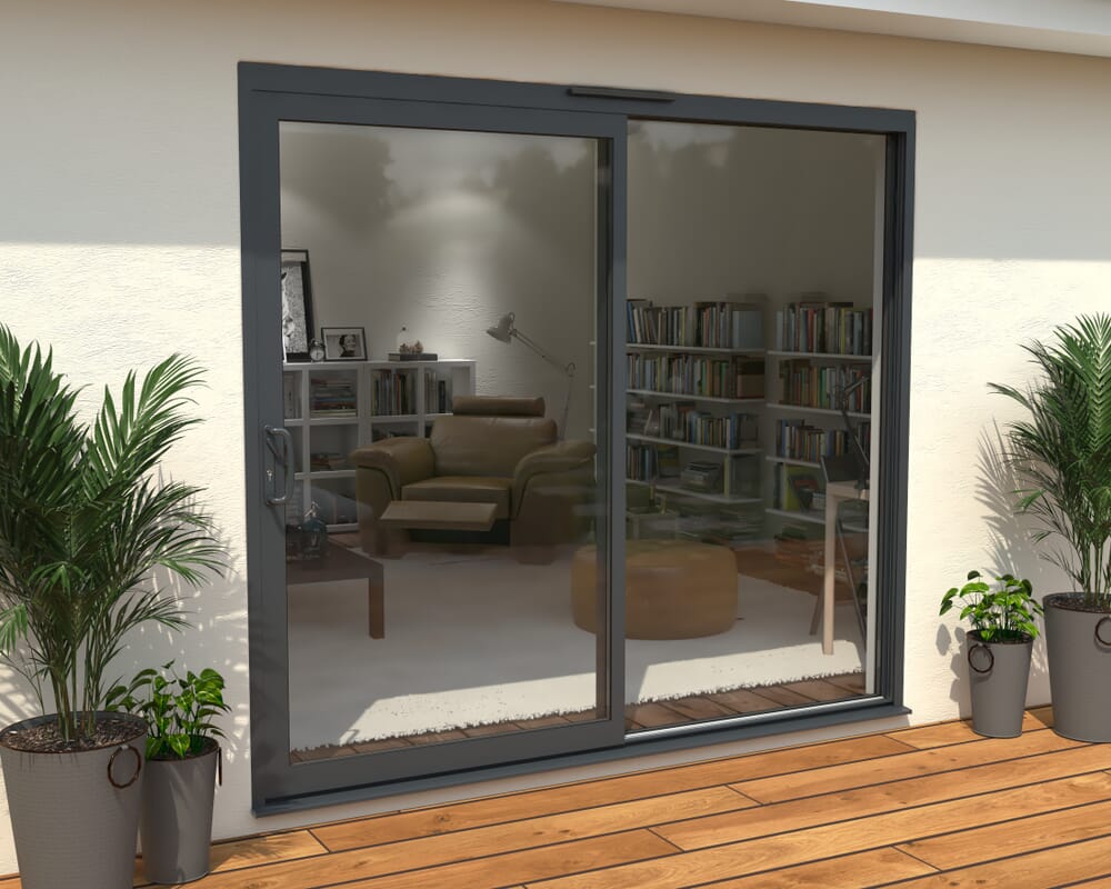 2400mm Supreme Anthracite Grey Aluminium Sliding Doors LH Sliding / RH Fixed