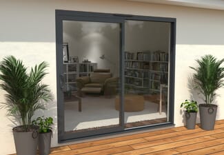 Part Q 2400mm Supreme Anthracite Grey Aluminium Sliding Doors LH Sliding / RH Fixed