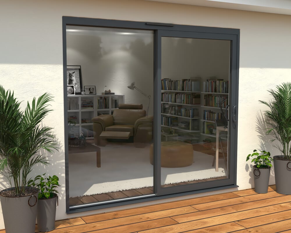 2400mm Supreme Anthracite Grey Aluminium Sliding Doors RH Sliding / LH Fixed