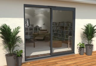 Part Q 2400mm Supreme Anthracite Grey Aluminium Sliding Doors RH Sliding / LH Fixed