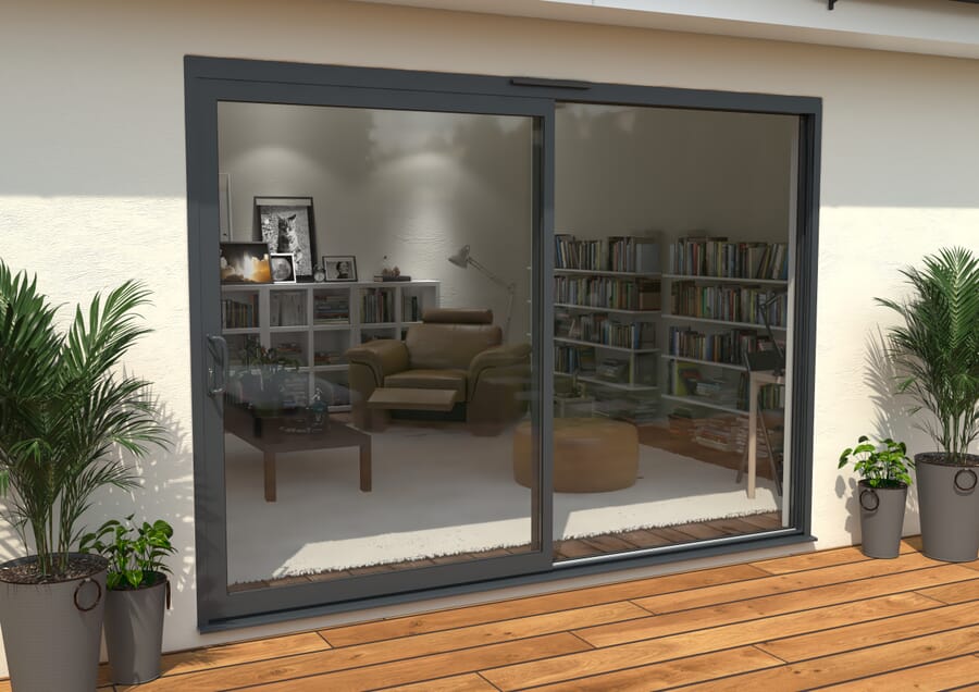 CLIMADOOR Supreme Grey Aluminium Sliding Doors – Part Q Compliant