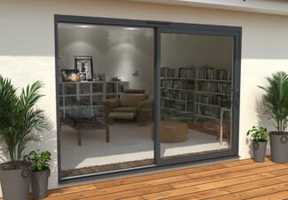 Part Q 3000mm Supreme Anthracite Grey Aluminium Sliding Doors RH Sliding / LH Fixed