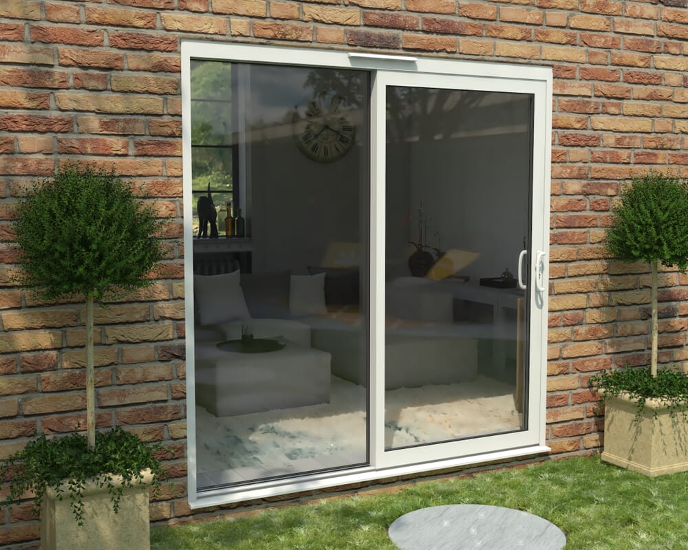 Part Q 2100mm Supreme White Aluminium Sliding Doors RH Sliding / LH Fixed