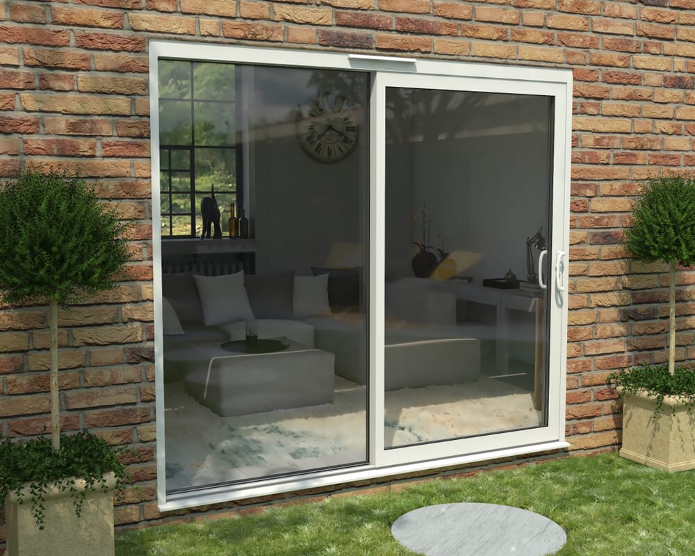 Part Q 2400mm Supreme White Aluminium Sliding Doors RH Sliding / LH Fixed