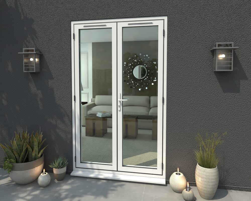 1200mm Part Q Compliant White Aluminium French Doors