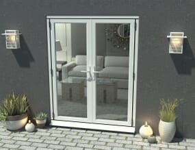 1500mm Open Out White Aluminium French Doors