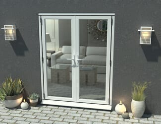 1500mm Open Out White Aluminium French Doors