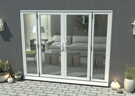 2100mm Open Out White Aluminium French Doors (1500mm Doors + 2 X 300mm Sidelights) Image