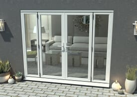 2100mm Open Out White Aluminium French Doors (1500mm Doors + 2 x 300mm Sidelights)
