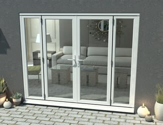 2100mm Open Out White Aluminium French Doors (1500mm Doors + 2 x 300mm Sidelights)