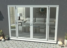 2400mm Open Out White Aluminium French Doors (1800mm Doors + 2 x 300mm Sidelights)
