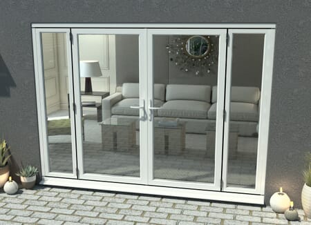 2400mm Open Out White Aluminium French Doors (1800mm Doors + 2 x 300mm Sidelights)