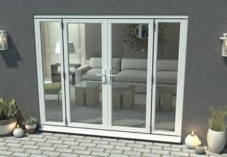 2400mm Open Out White Aluminium French Doors (1500mm Doors + 2 x 450mm Sidelights)