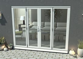 2400mm Open Out White Aluminium French Doors (1200mm Doors + 2 X 600mm Sidelights) Image