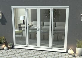 2400mm Open Out White Aluminium French Doors (1200mm Doors + 2 x 600mm Sidelights)